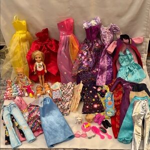 Assorted Kids Doll Dresses & Accessories - Purple, Pink, Yellow, Blue